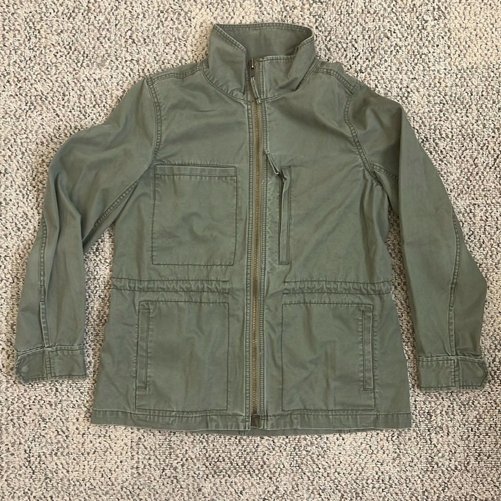 Madewell Fleet Pure Cotton Olive Green Zip Military Utility Jacket Size Large